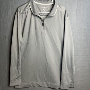 Tommy Bahama Sweater Mens XL Gray Pullover 1/4 Zip Casual Golf‎ Lightweight